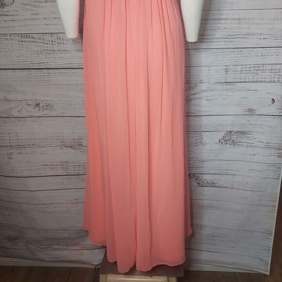 David's Bridal Pink Strapless Sweetheart Gown - Picture 7 of 13